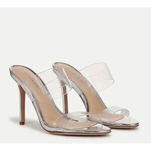 Veronica Beard Women's Asha Leather Sandals Mules Pumps 7.5 NIB 395 Silver